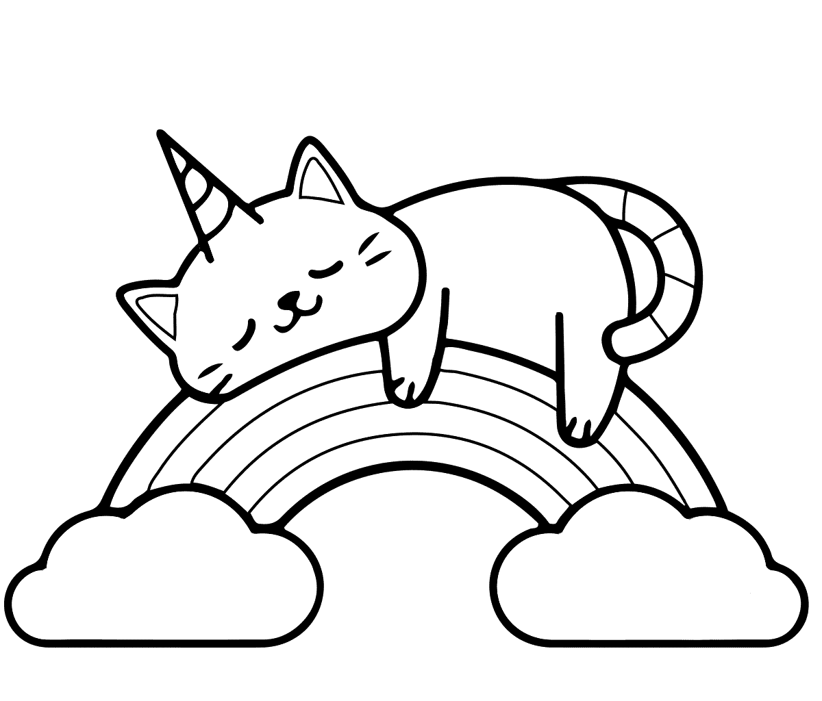 Gökkuşağı Kedi boyama sayfası