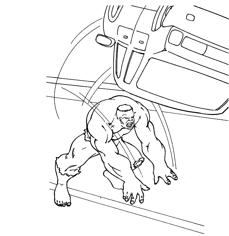 Hulk ve Araba boyama sayfası