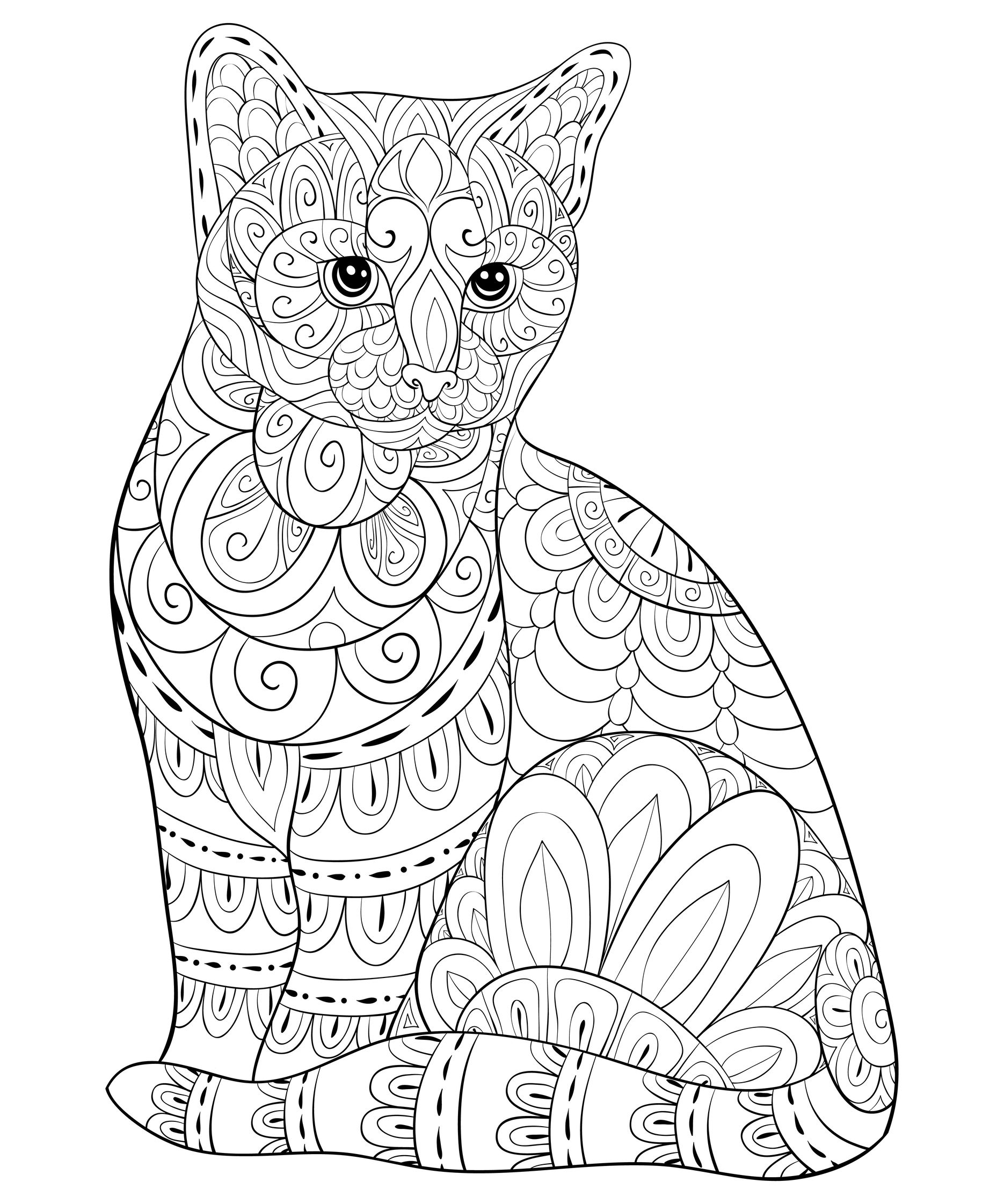 Mandala Kedi boyama sayfası
