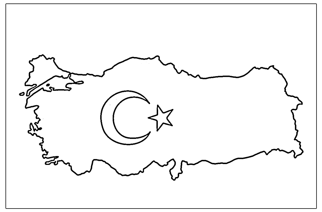 Türkiye Haritası ve Şanlı Bayrağımız boyama sayfası