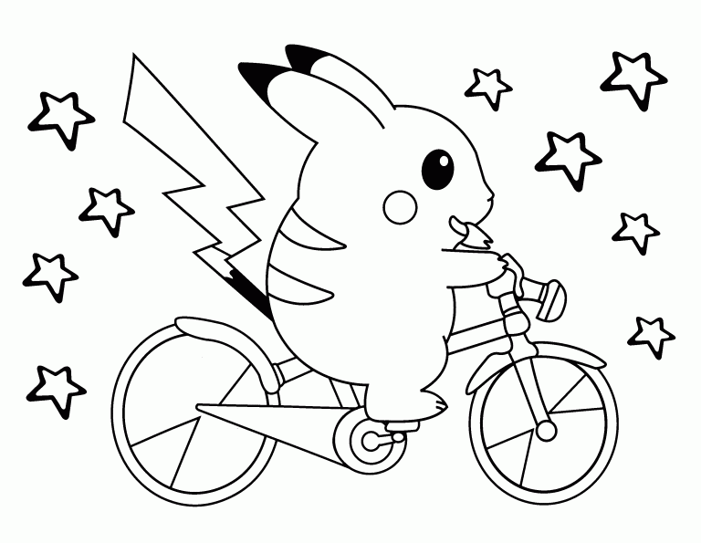Pikachu Bisiklet boyama sayfası