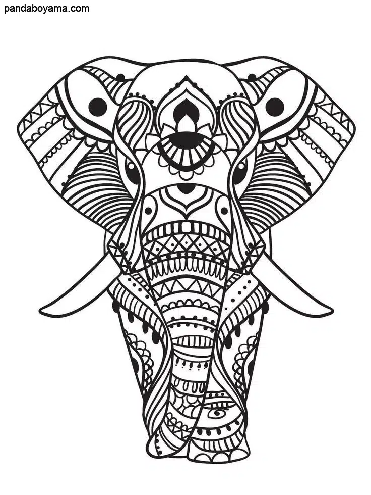 Fil Mandala boyama sayfası