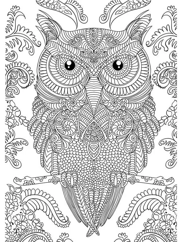 En Zor Baykuş Mandala boyama sayfası