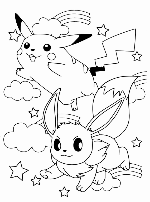 Pokemon Uçan Pikachu boyama sayfası