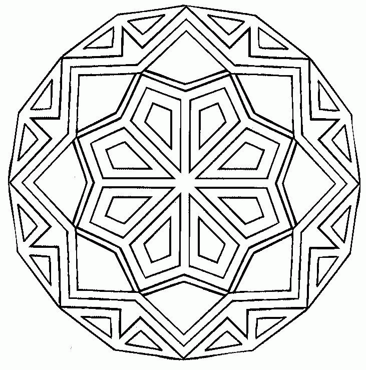 Geometrik Şekilli Zor Mandala boyama sayfası