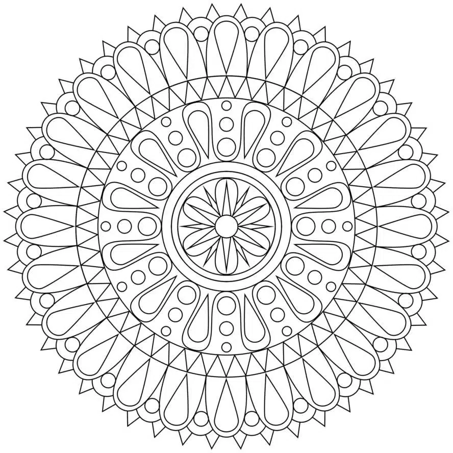 Zor Şekillerle Mandala boyama sayfası