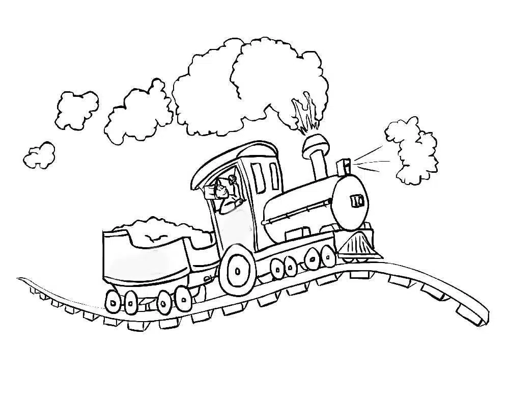 Raylı Tren boyama sayfası