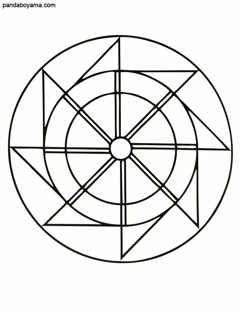 Geometrik Şekil Mandala boyama sayfası