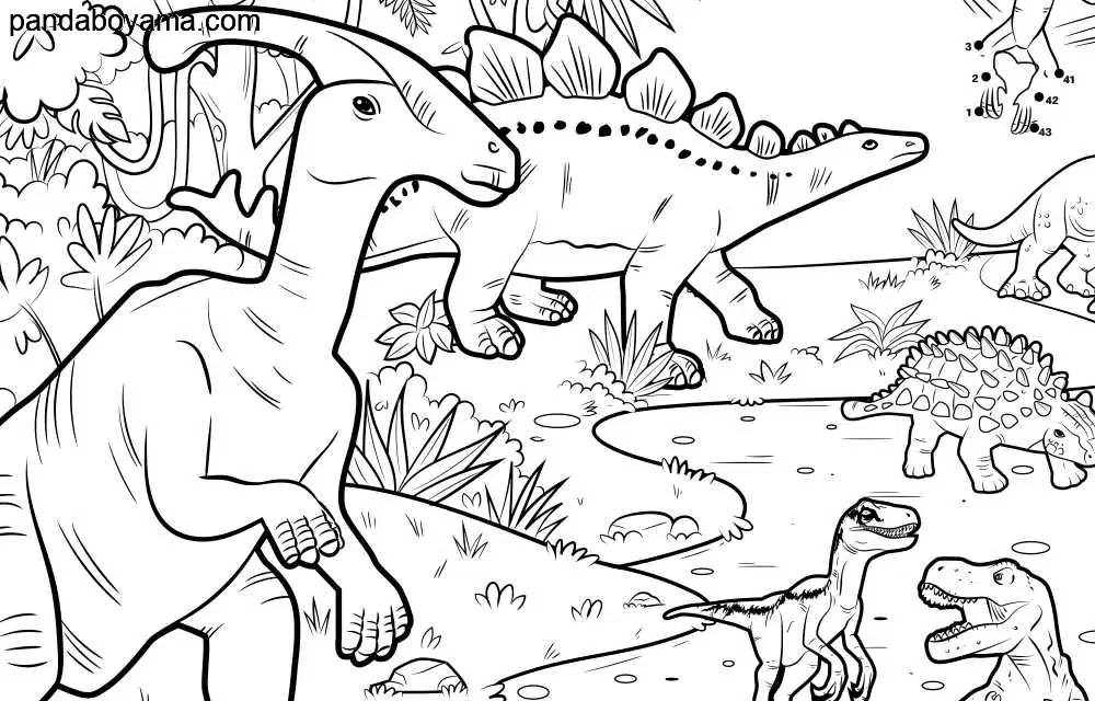 Dinozor Ailesi boyama sayfası