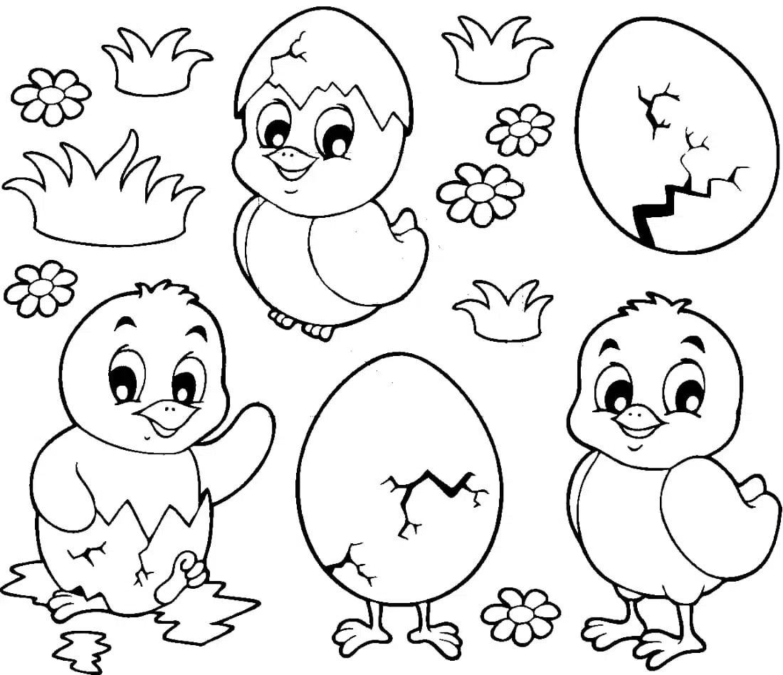Civcivler ve Eğlenceli Yumurtalar boyama sayfası