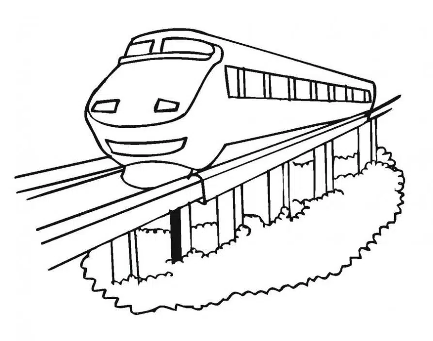 Hızlı Tren ve Doğa boyama sayfası
