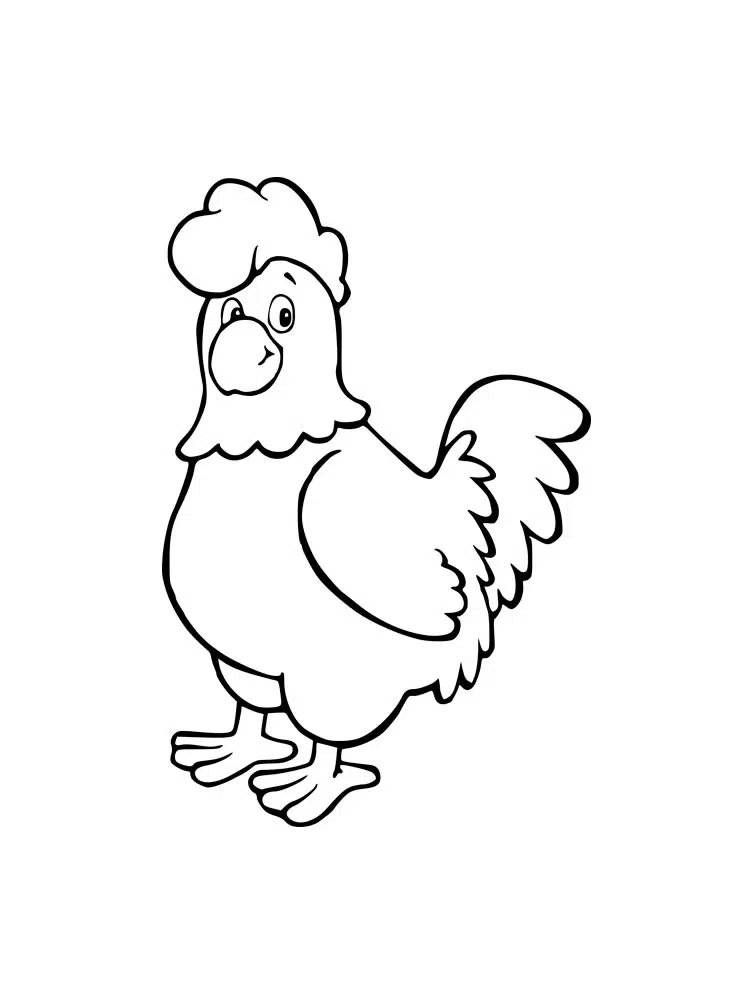 Komik Suratlı Tavuk boyama sayfası