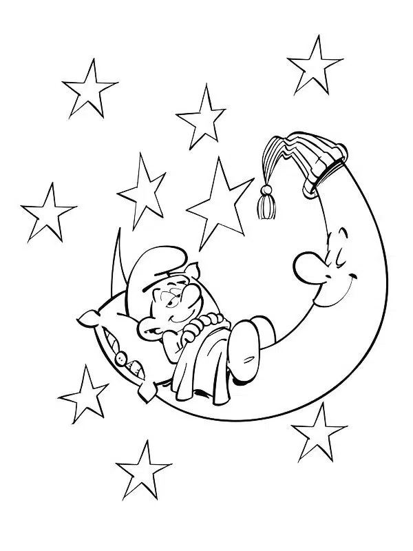 Uykucu Şirin ve Yıldızlar boyama sayfası