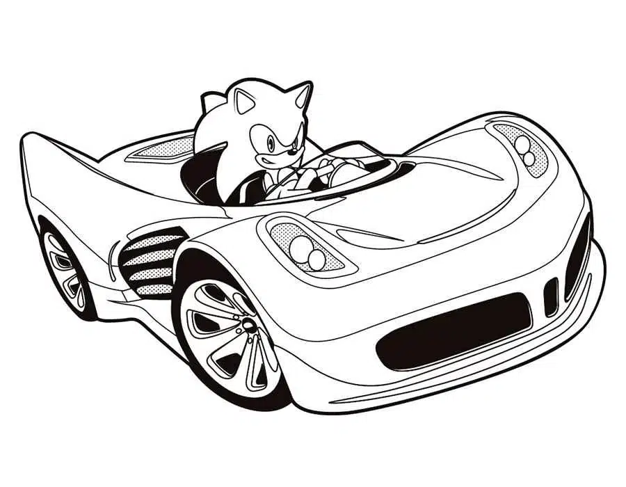 Sonic Yarış Arabası boyama sayfası