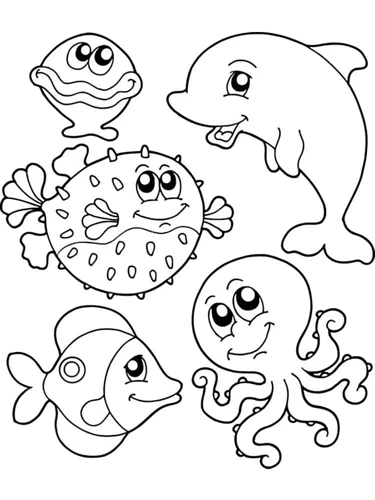 Deniz Canlıları boyama sayfası