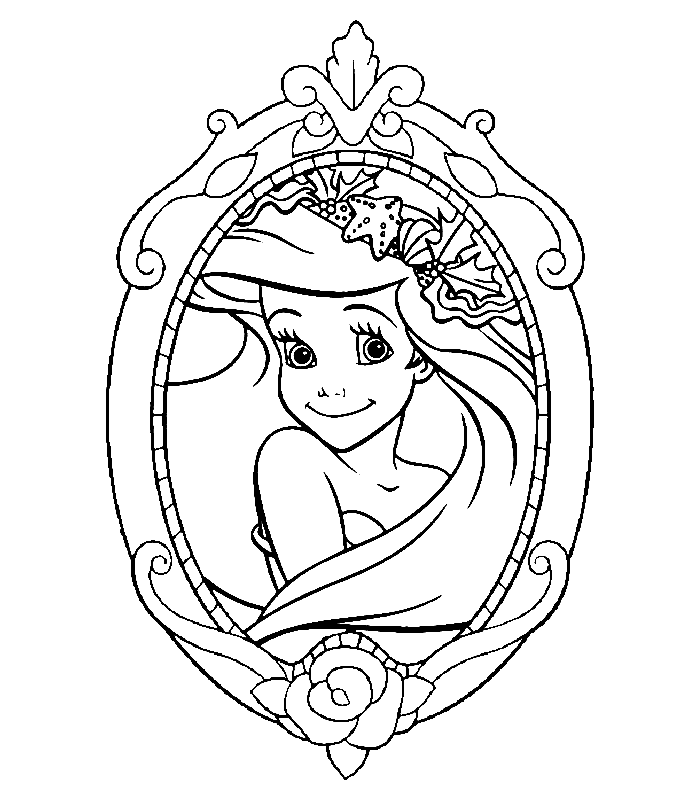 Gülen Ariel Prenses boyama sayfası