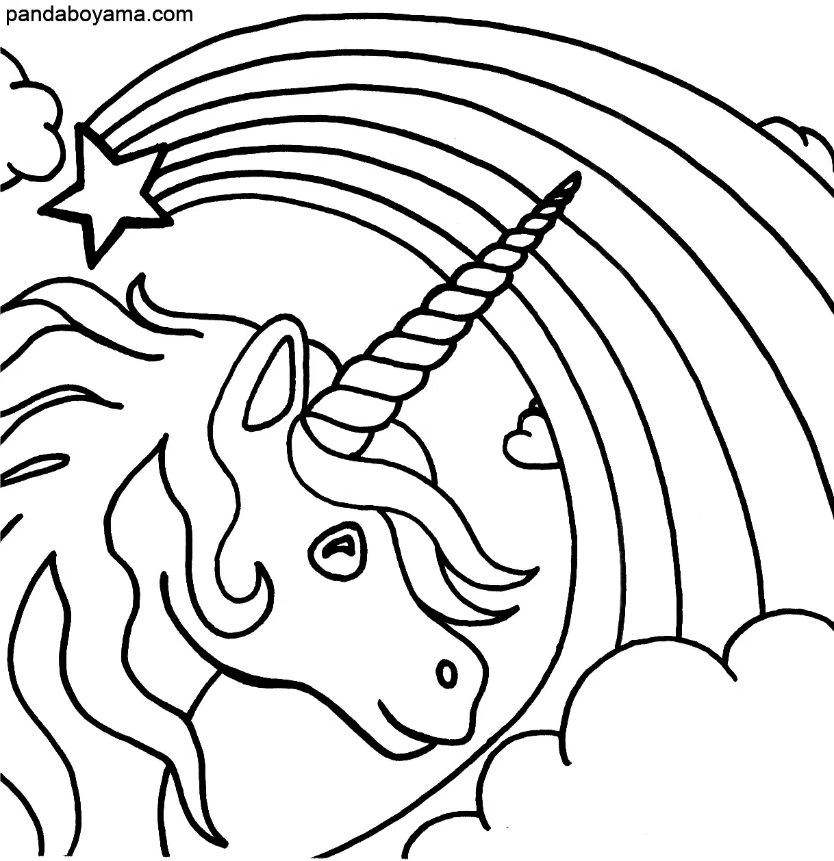 Gökkuşağı ve Unicorn boyama sayfası