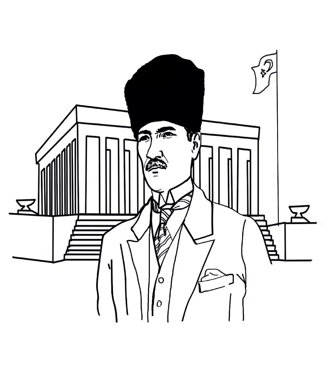 Atatürk ve Anıtkabir boyama sayfası