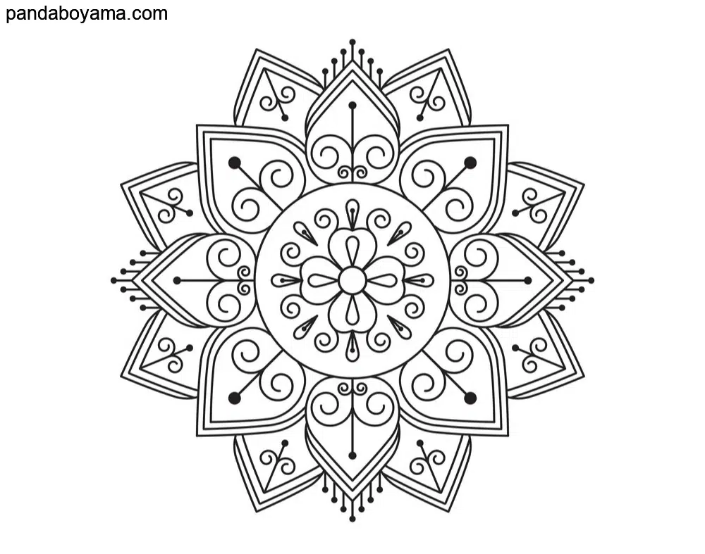 Detaylı Çiçek Mandala boyama sayfası