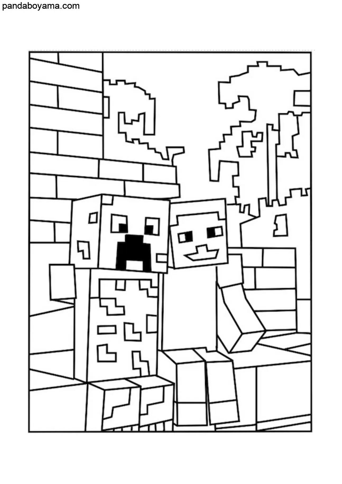 Minecraft Dostluk boyama sayfası