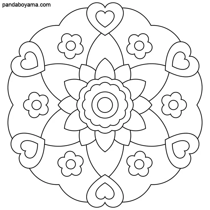 Çiçekli Mandala boyama sayfası