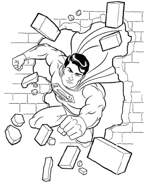 Süpermen Duvarı Kırıyor boyama sayfası