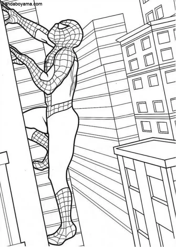 Örümcek Adam Binaya Tırmanıyor boyama sayfası