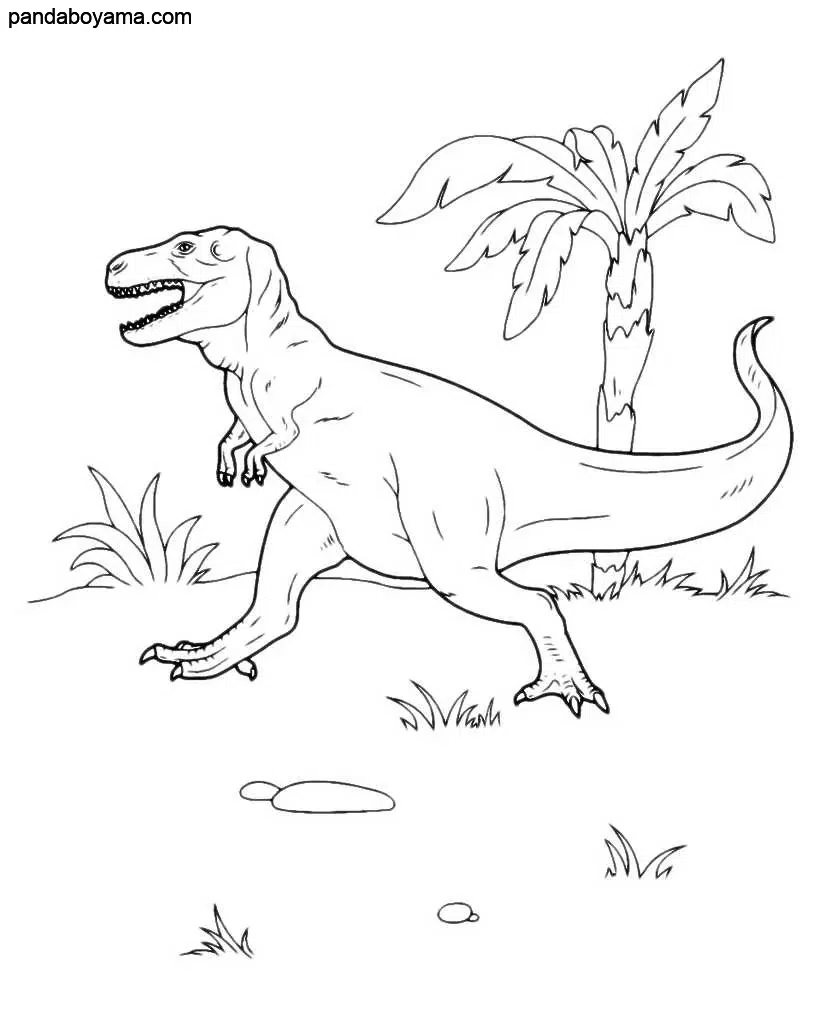 Dinozor ve Orman boyama sayfası