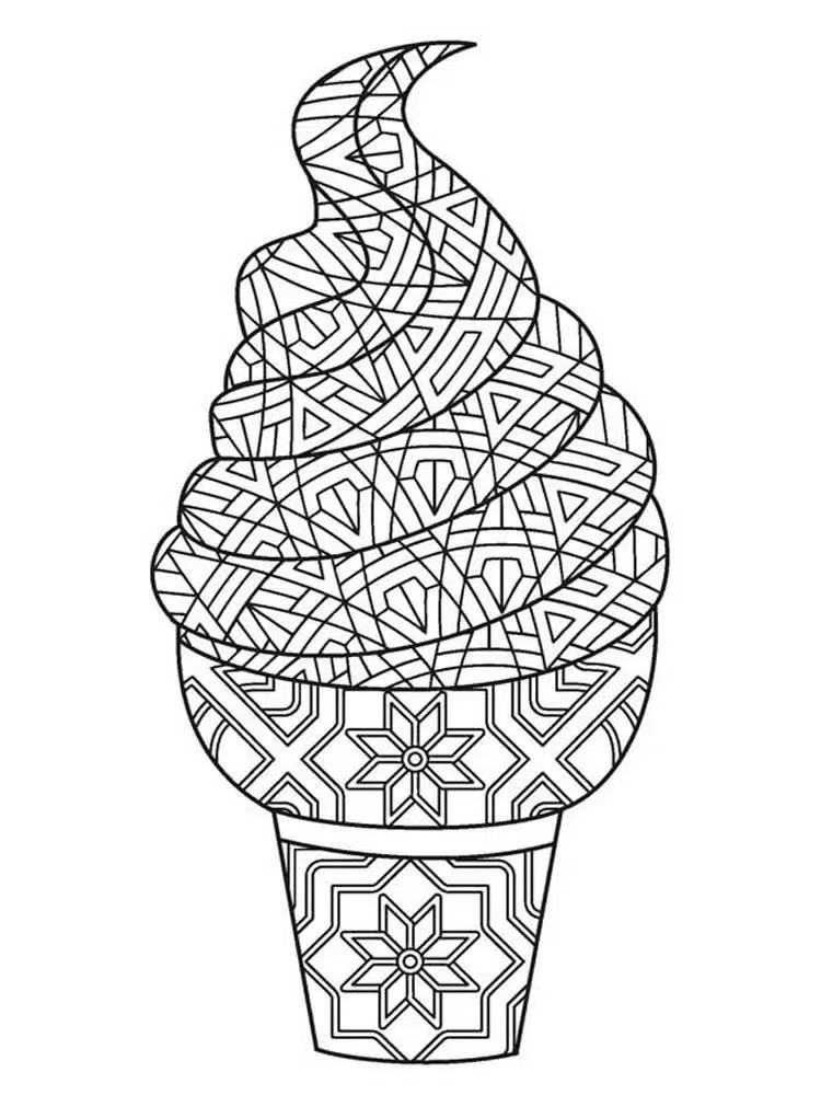 Dondurma Zor Mandala boyama sayfası