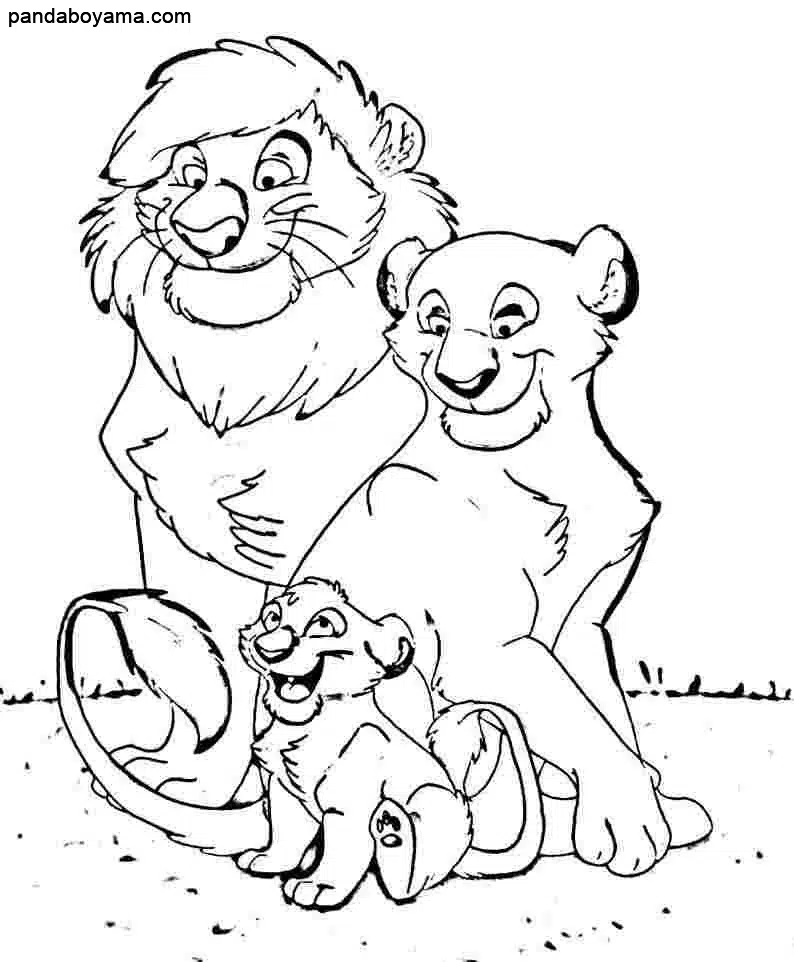 Aslan ve Ailesi boyama sayfası