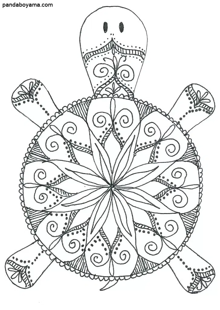 Zor Kaplumbağa Mandala boyama sayfası