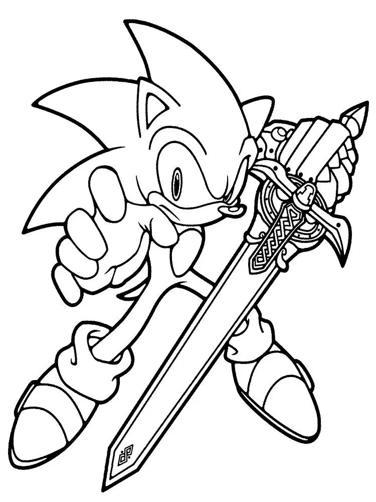Kılıçlı Sonic boyama sayfası