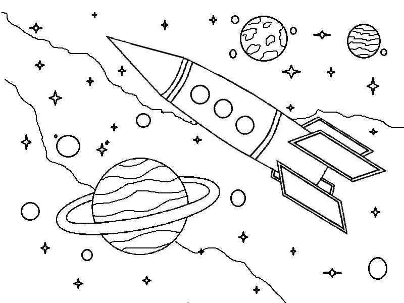 Yıldızlar Arası Roket boyama sayfası