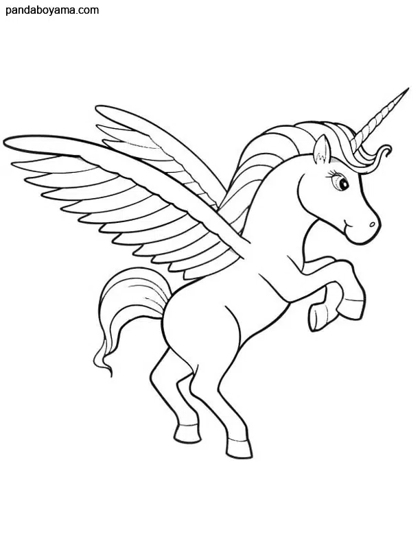 Havada Unicorn boyama sayfası