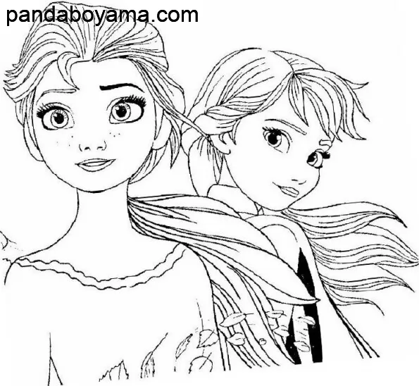 Elsa Önde Anna Arkada boyama sayfası