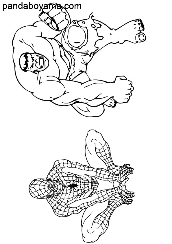 Hulk ve Spiderman boyama sayfası