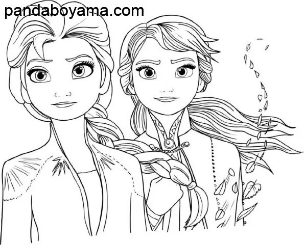 Elsa ve Anna boyama sayfası