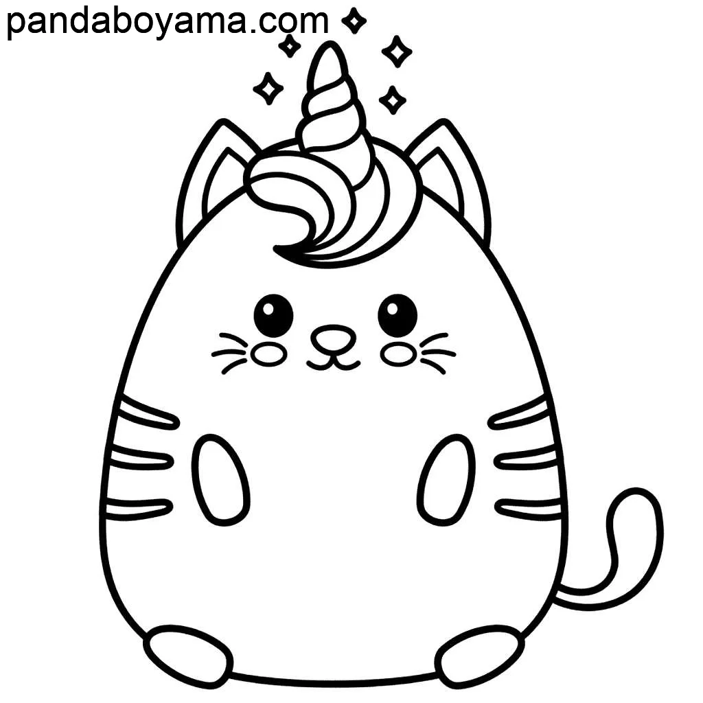 Kedi Kawaii boyama sayfası