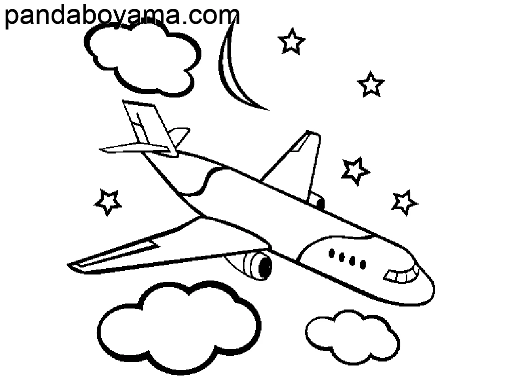 Uçak ve Bulutlar boyama sayfası