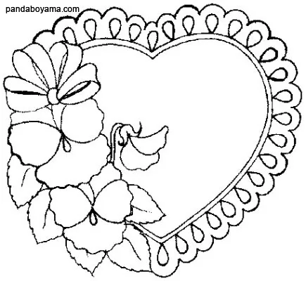Çiçekler ve Kalp boyama sayfası