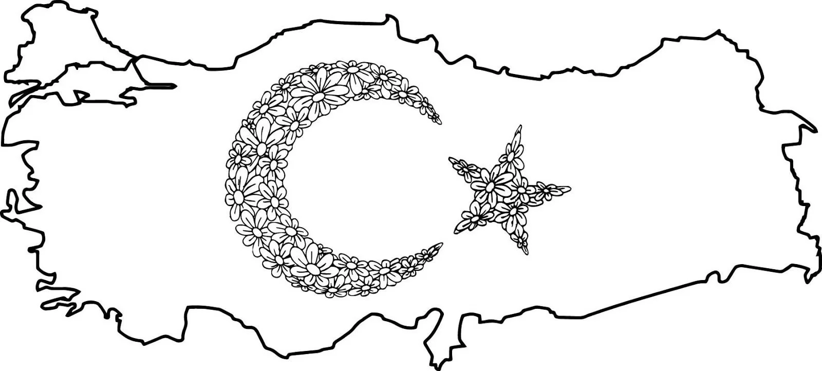 Büyük Türk Bayrağı boyama sayfası